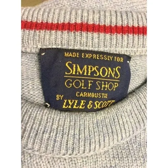 Mens Blue Lyle & Scott Simpsons Golf Shop Carnoustie Pullover Crew Sweater 2XL - Picture 12 of 12